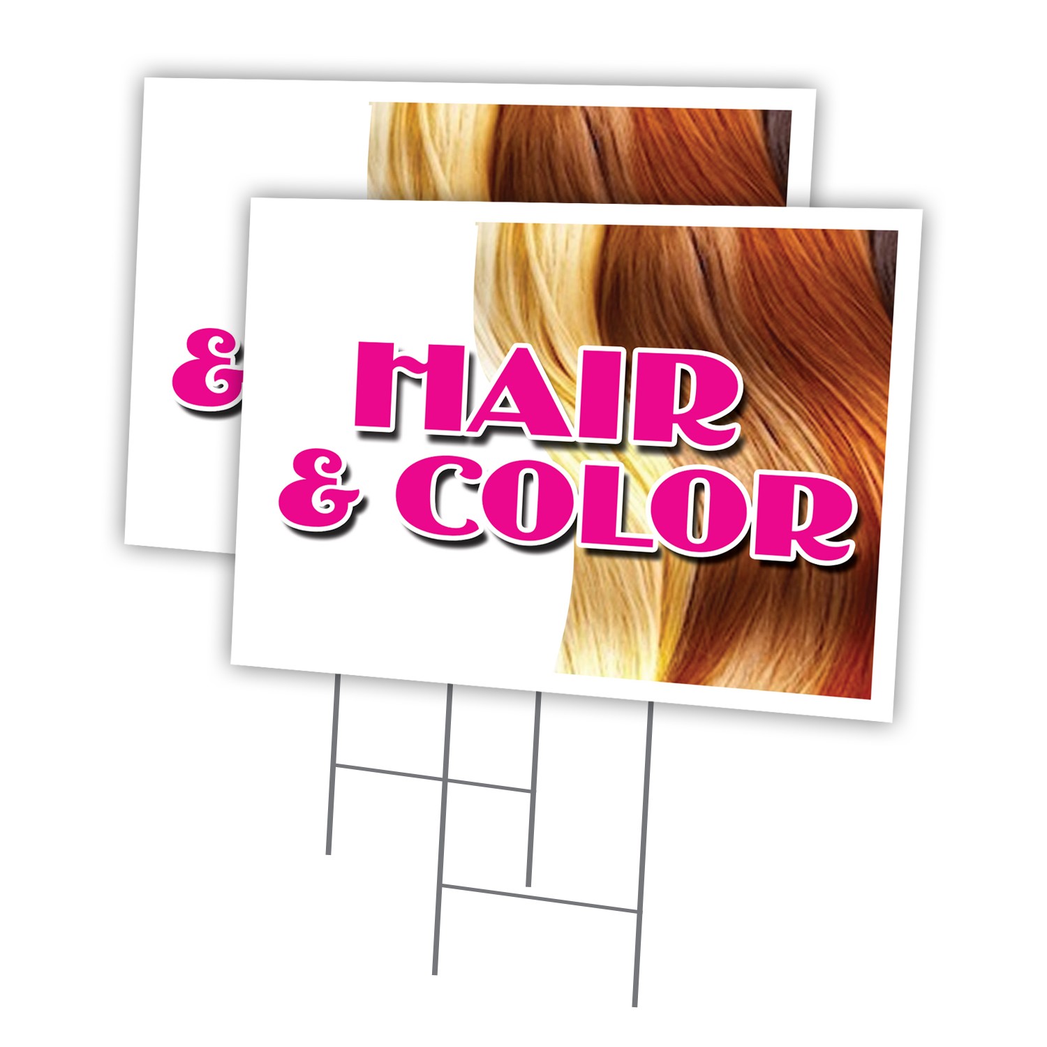 Hair & Color Multi-Pack of Yard Signs & Stake outdoor plastic coroplast window