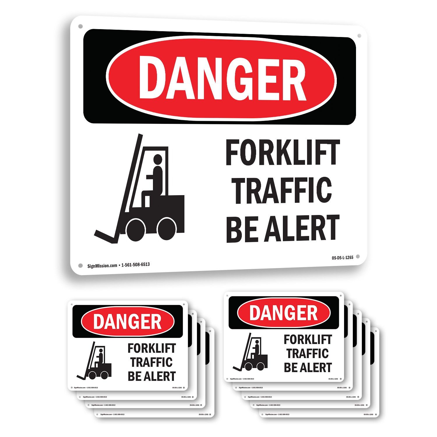 Forklift Traffic Be Alert OSHA Danger Sign Metal Plastic Or Decal – 5 or 10 Pack