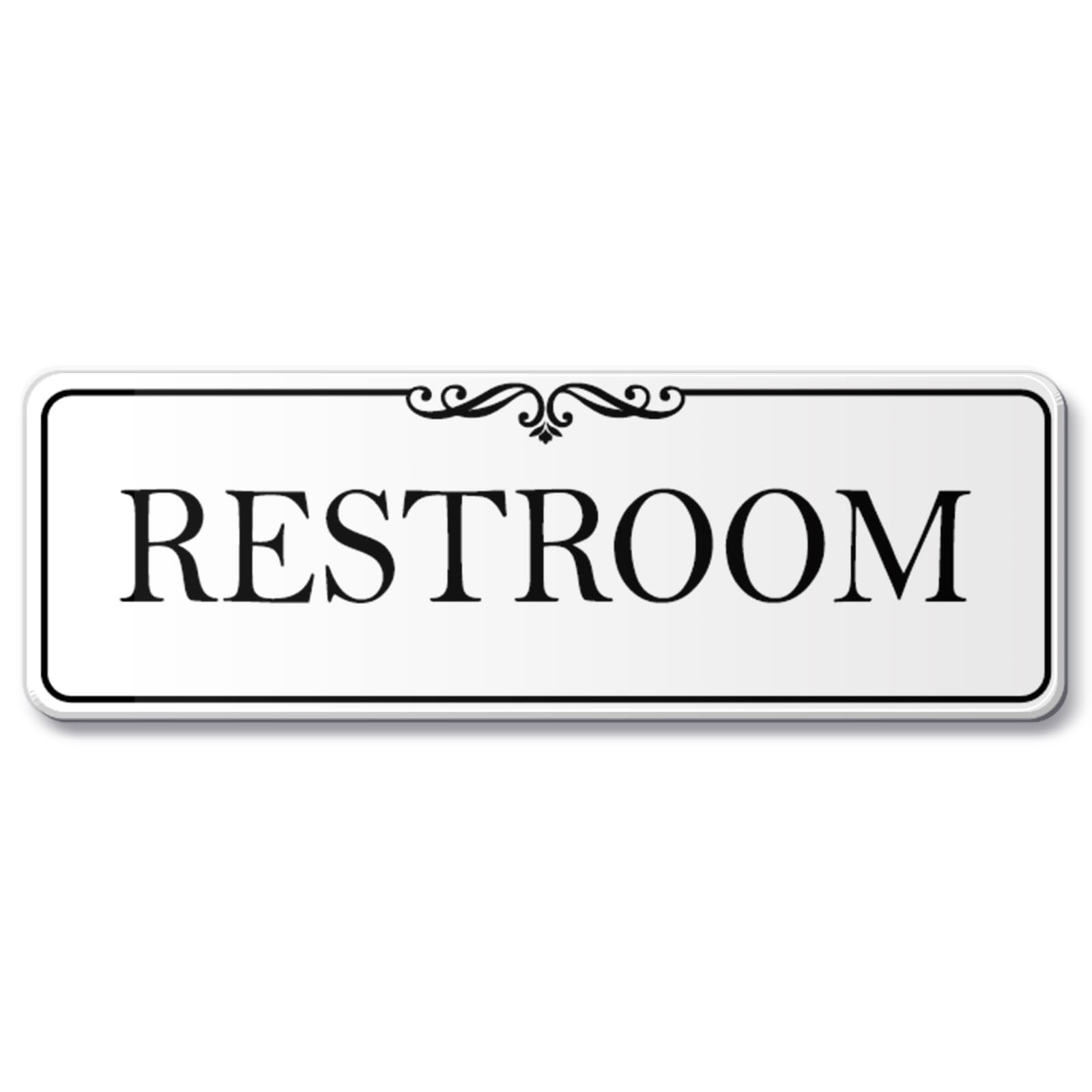 9×3 Inch Elegant White Acrylic SelfStick Restroom Door Wall Signage Decor