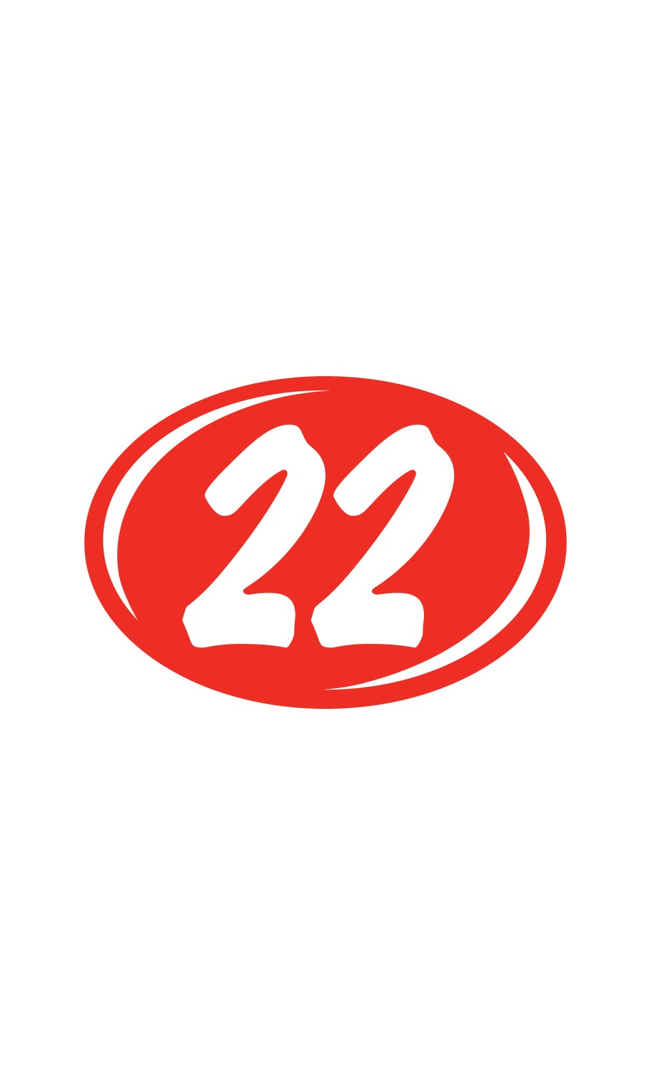 SSWBasics Oval 2-Digit Year Stickers – White/Red – “22” – Pack of 12