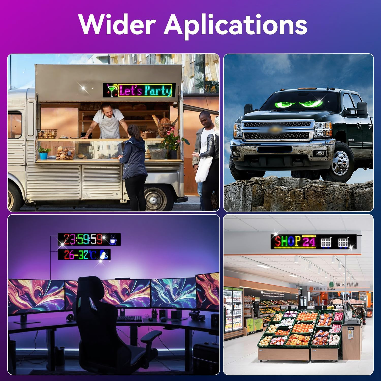 Car Windshield LED Sign Bluetooth APP Controlled Scrolling Display Programmable