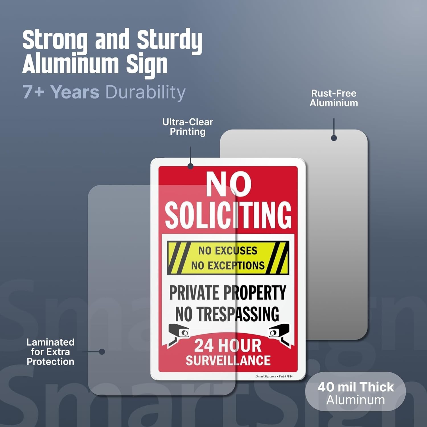 10″ x 7″ No Soliciting No Excuses – Private Property, No Trespassing, 24 Hour…