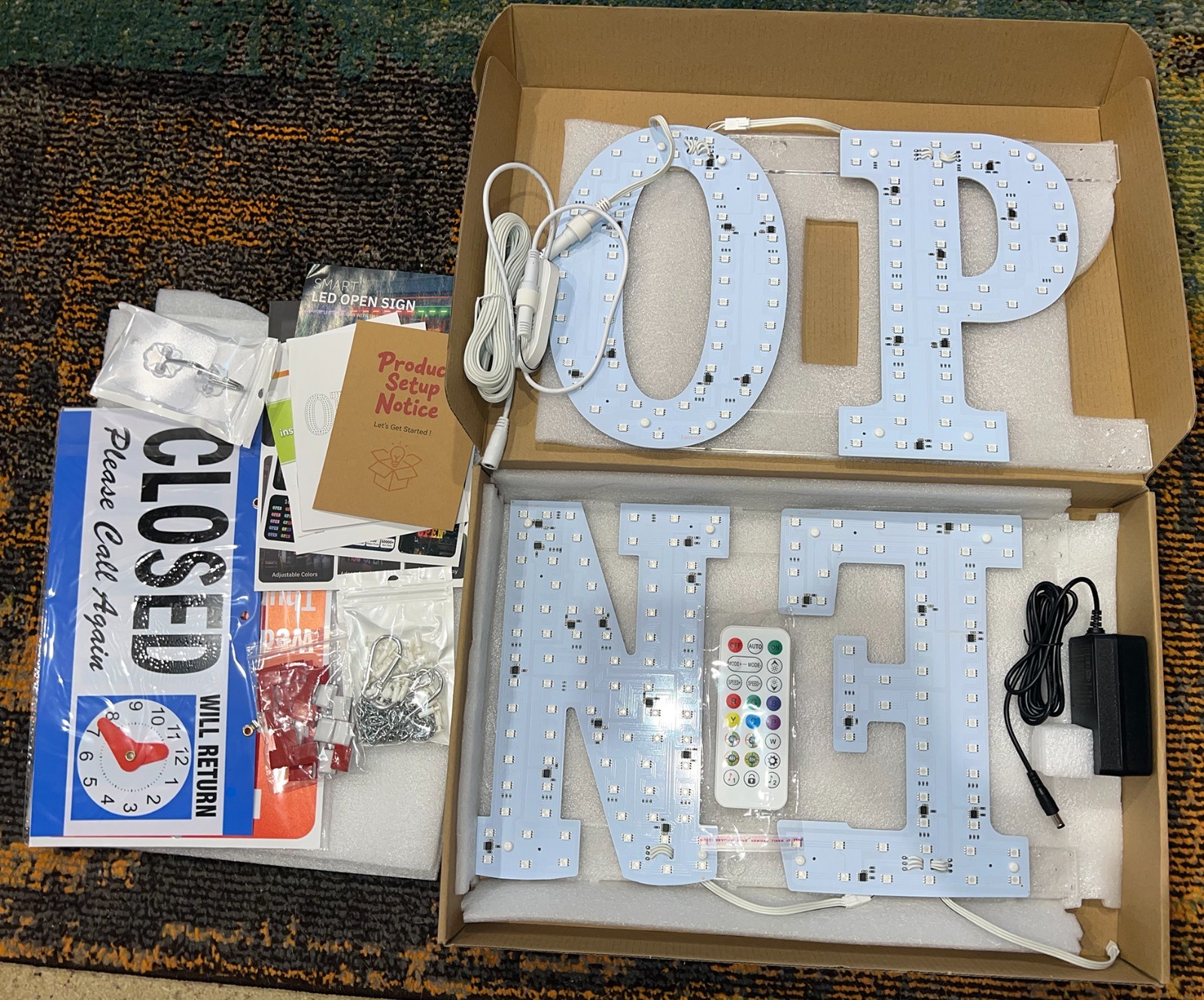 LemonNova LED Open Sign, 30”x10”, Remote Control, Smart App, Edit Colors, Flash