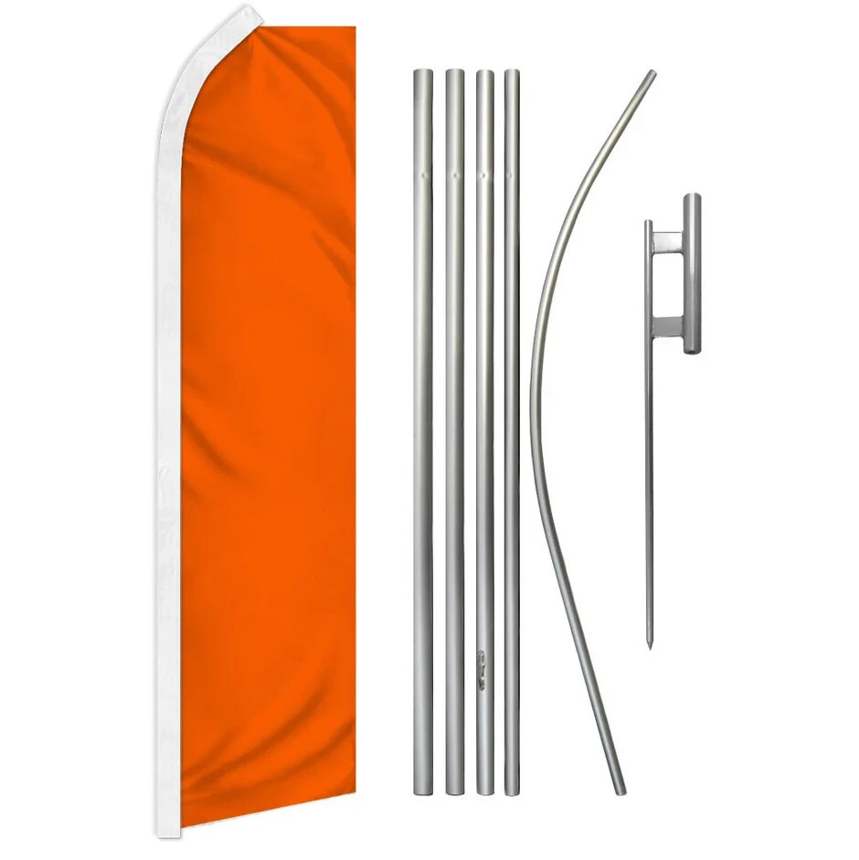Orange Solid Color Swooper Advertising Flag & Pole Kit