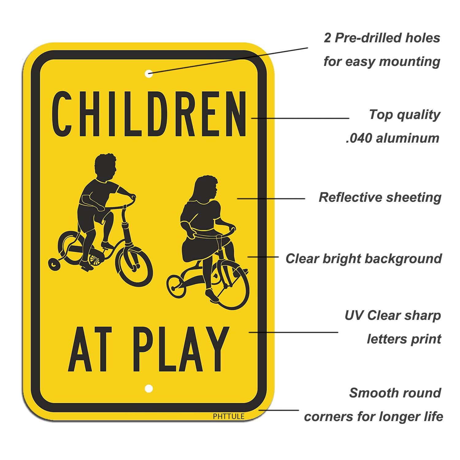 2 PCS Children At Play Metal Sign 18×12 inch Reflective .040 Aluminum Sheet