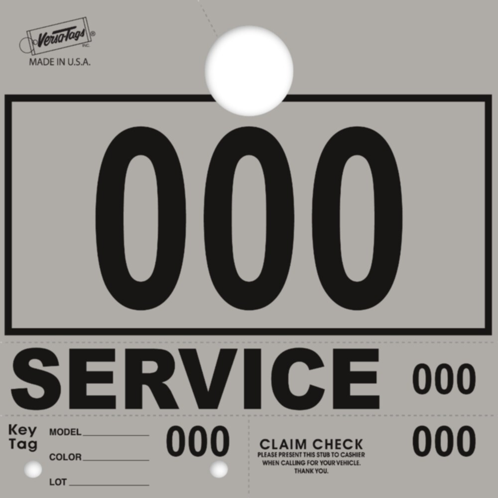 Gray Service Department Hang Tags Window Tag 1000 Per Box