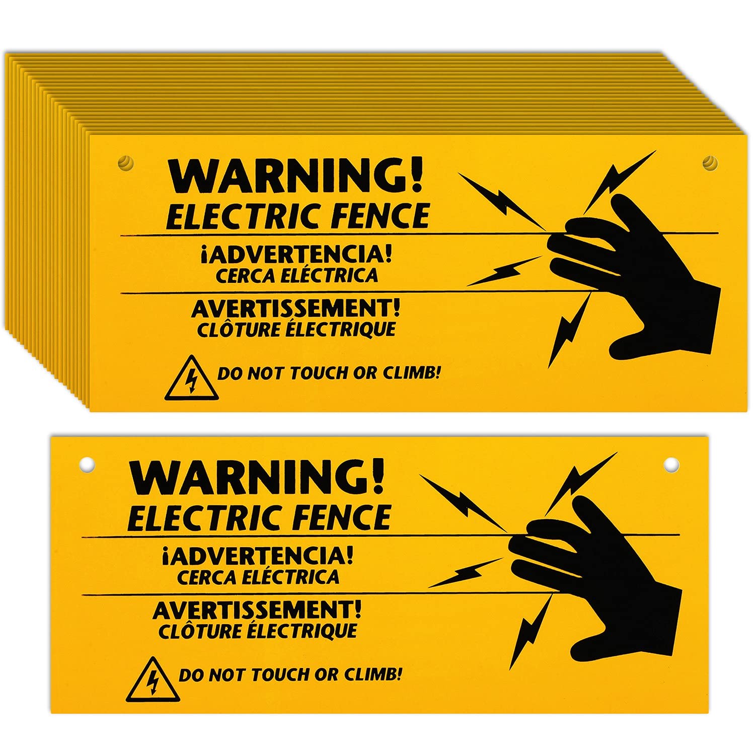 24 Pieces Electric Fence Warning Signs 10 X 4 Inch Plastic Danger Electric Fence
