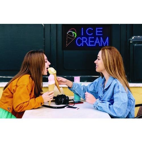 Alpine Industries LED Rectangular Ice Cream Sign, 19 x 10, Black Frame