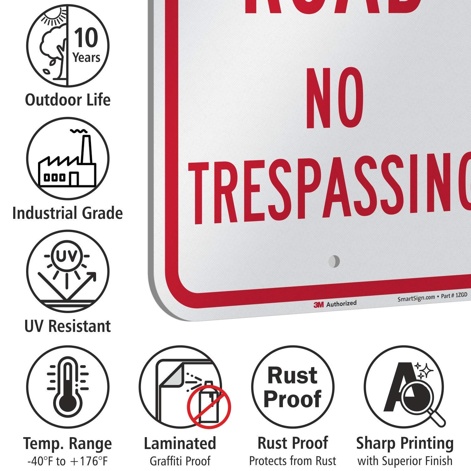 K-5842-EG Private Road Sign, No Trespassing Sign, Private Drive Sign 12x18Inches