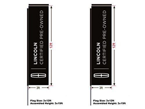 Lincoln Certify Preowned Rectangular Flag, 15′ Pole and Ground Spike, 3’W x 12’H