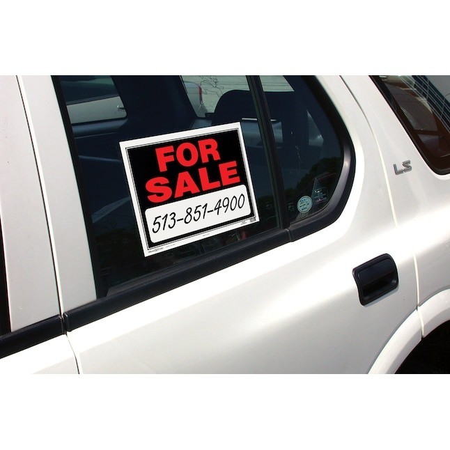 15 In. x 19 Inch Size Weatherproof Plastic Auto FOR SALE Sign Durable Sell Car