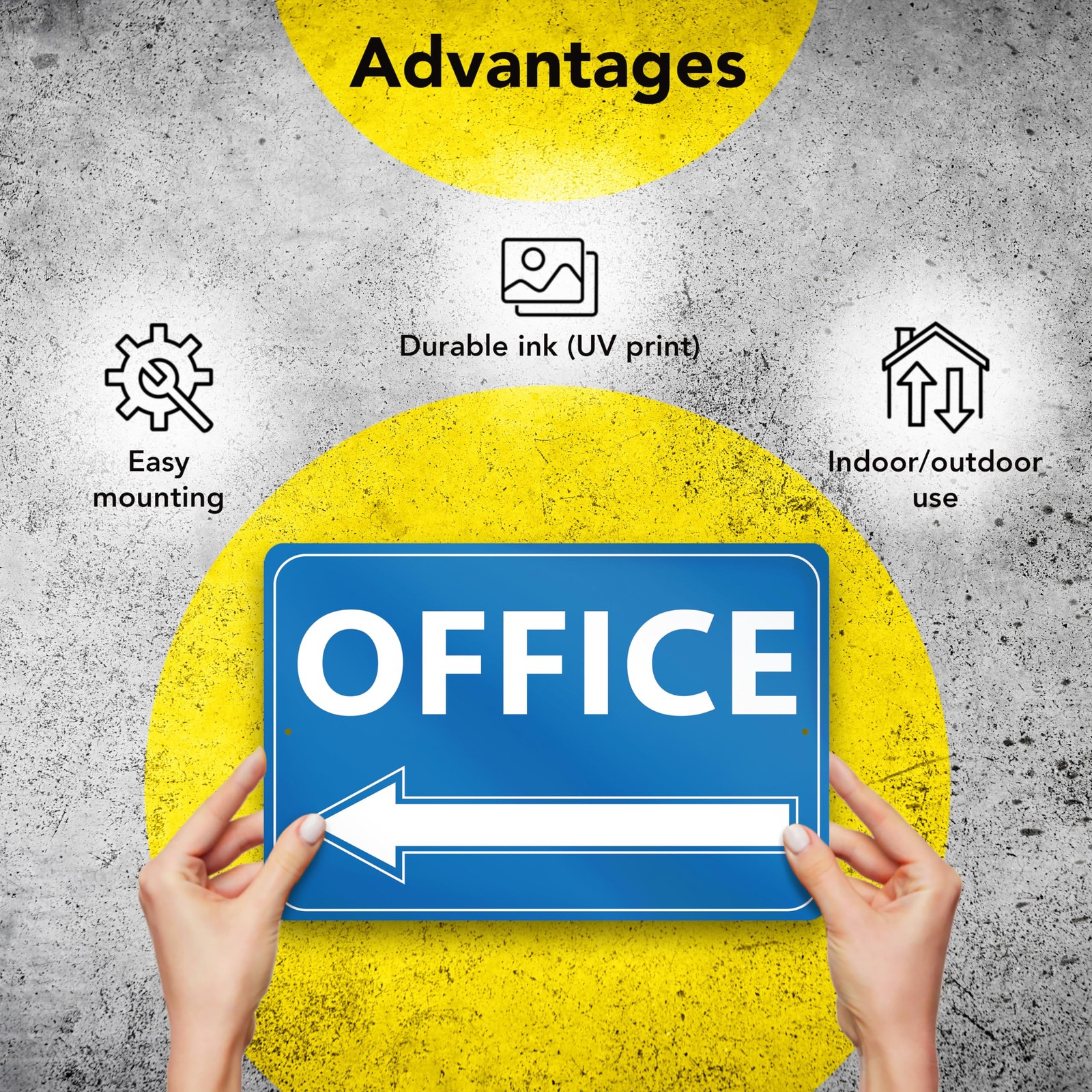 Office Signs, 7 x 10 Inch Reflective Aluminum, Left Right Arrow, 2 Pack