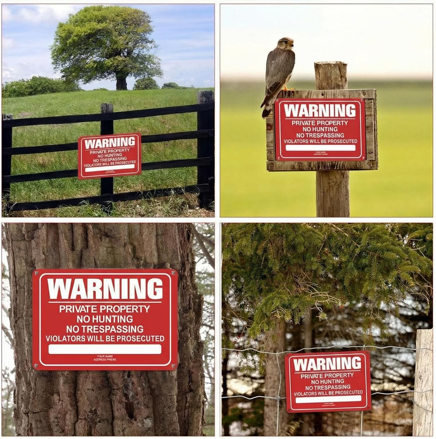 8 Pcs No Trespassing Signs 10×7 Reflective Aluminum Private Property Red