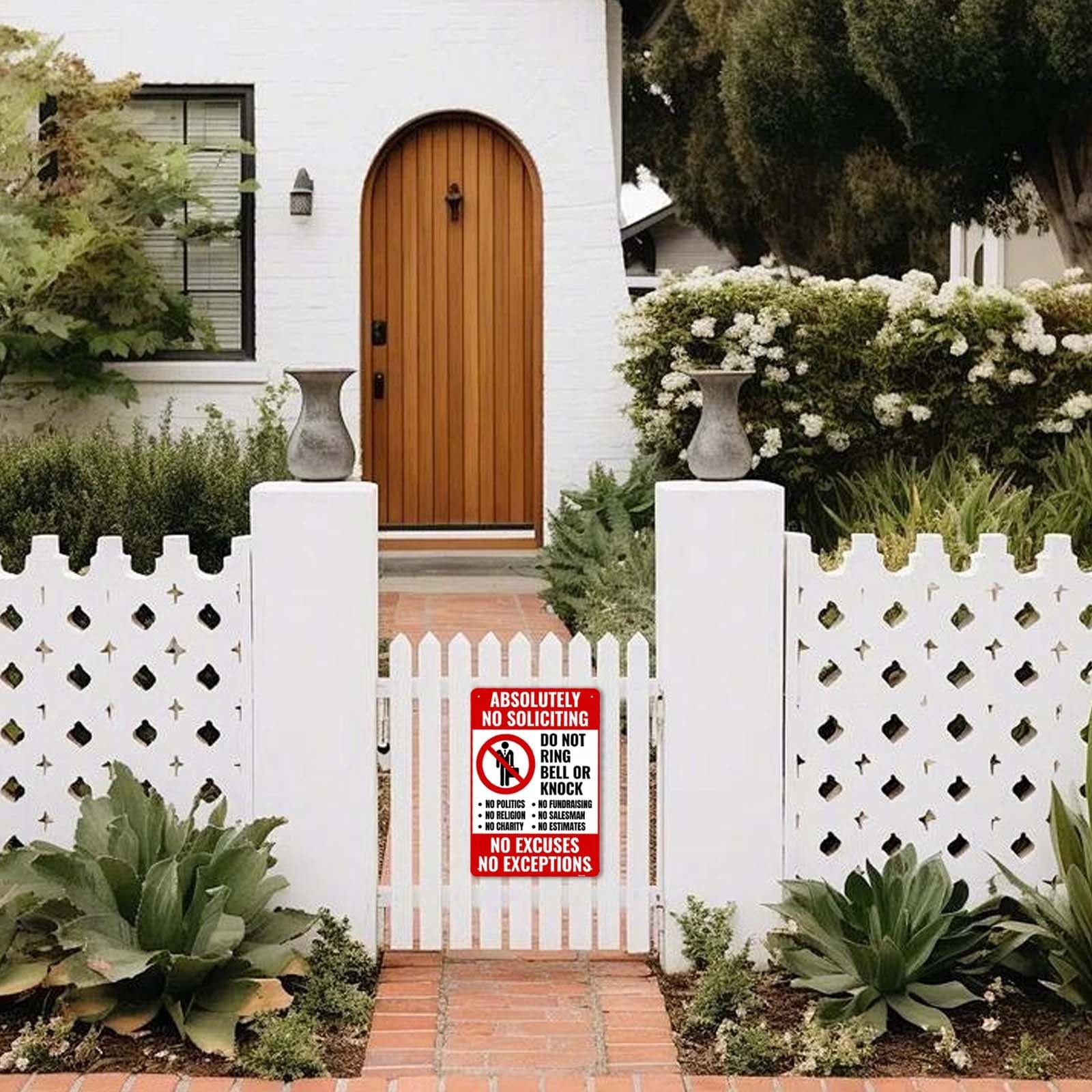 No Soliciting Sign 11.8×7.8″ Weatherproof Aluminum Door Sign, Do Not Knock R…