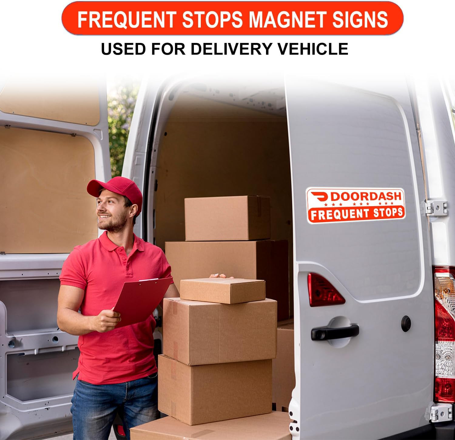 2 Pack Doordash Magnetic Sign for Car, Doordash Car Magnets Sign, Reflective