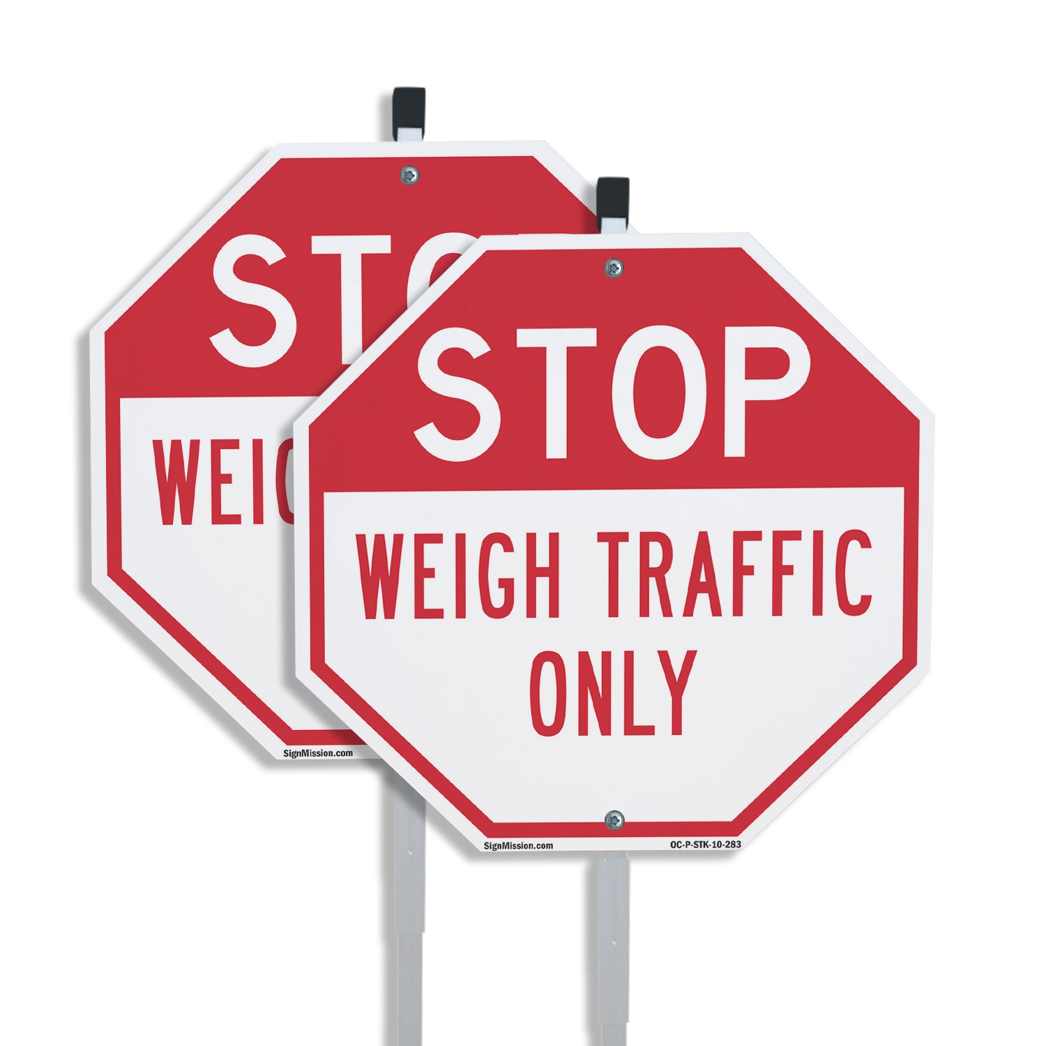 Stop Weigh Traffic Only Octagon Sign With Stake Weather Resistant