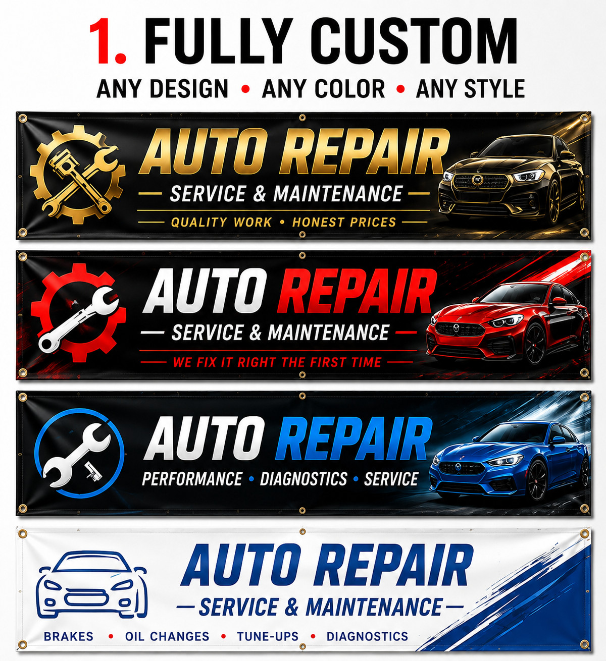 Auto Repair Custom Vinyl Banner Waterproof 13oz Heavy Duty Fast Ship