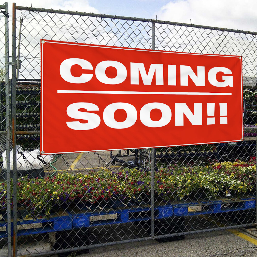 Vinyl Banner Multiple Sizes Coming Soon Red Business D Business Outdoor