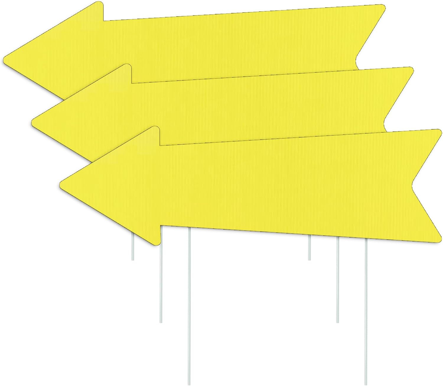 3 Pack Yellow Arrow Yard Signs with Stakes 16×5 Inch Directional Lawn Signs for