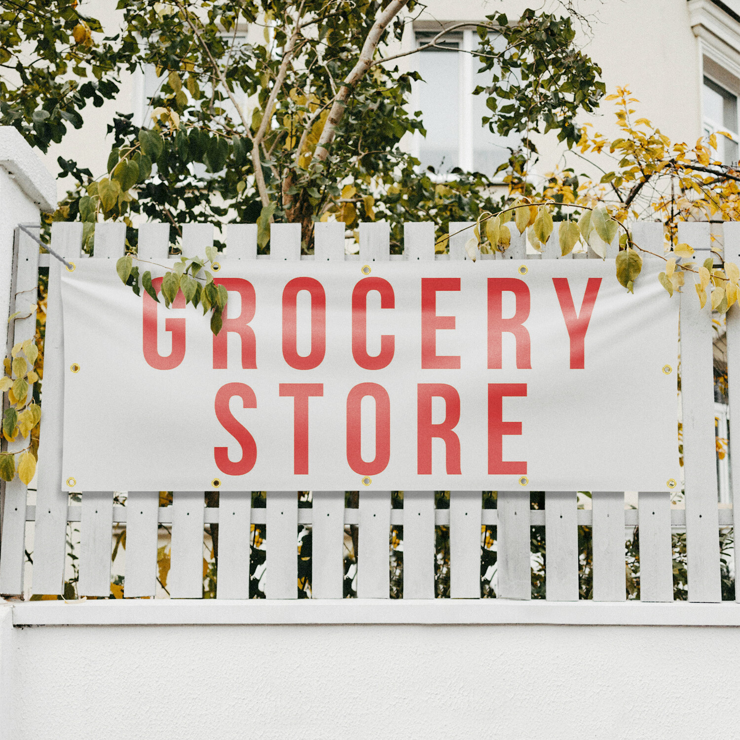 Grocery Store Vinyl Banner Sign with Metal Grommets Heavy-Duty Single-Sided