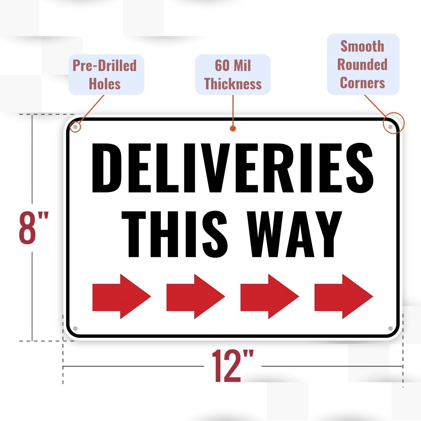 1PC Deliveries This Way Sign Right Arrow, 12 x 8 Inches Aluminum Packages D…