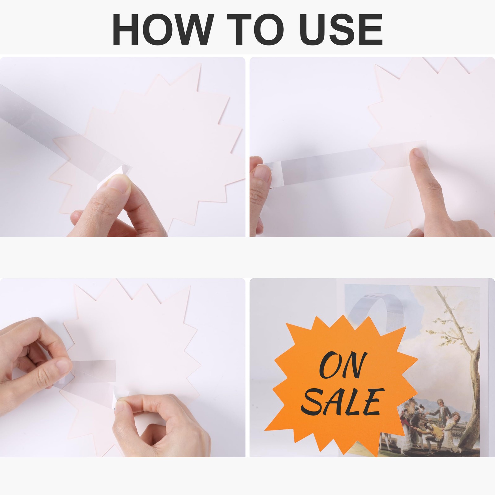120 Fluorescent Sale Stickers, 5×6.6 Inch, Retail Garage Signs, Multicolor
