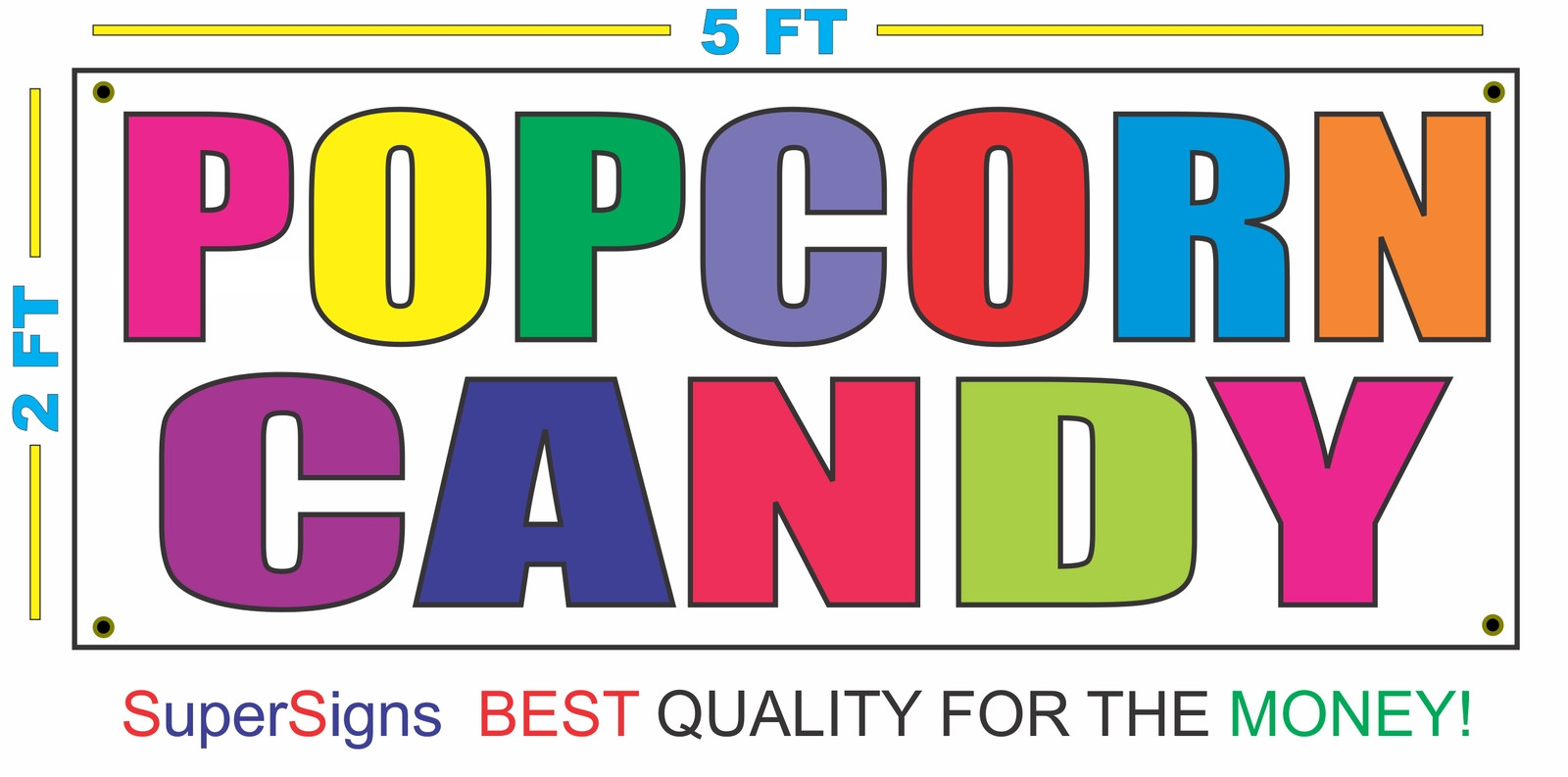 POPCORN CANDY MULTI COLOR Banner Sign 100% All Weather New