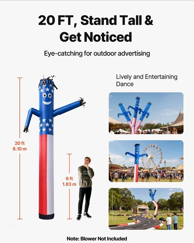 Inflatable Tube Man 20-Feet Wacky Waving Dancing Tube Guy 18 in No Blower