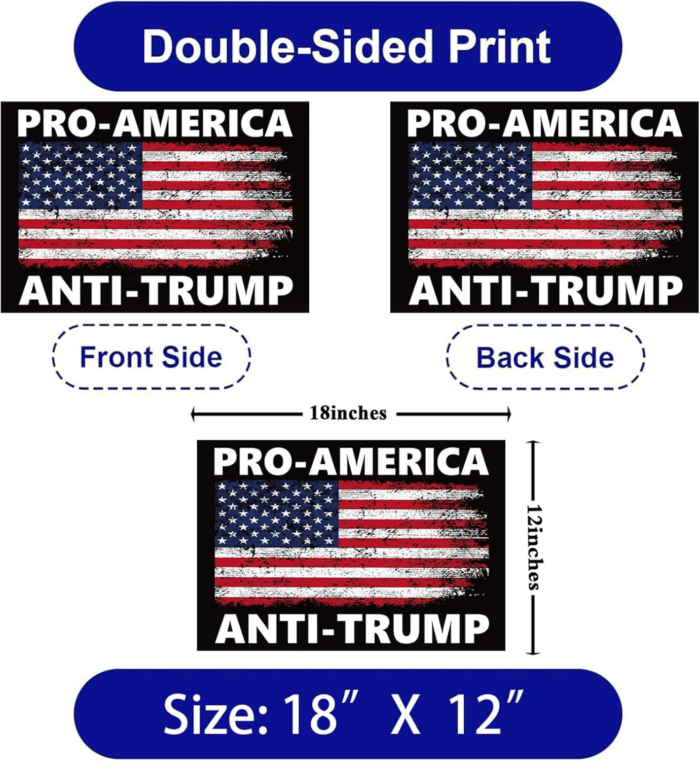 Pro America anti Trump Yard Sign Double Sided Corrugated Plastic Outdoor Lawn…