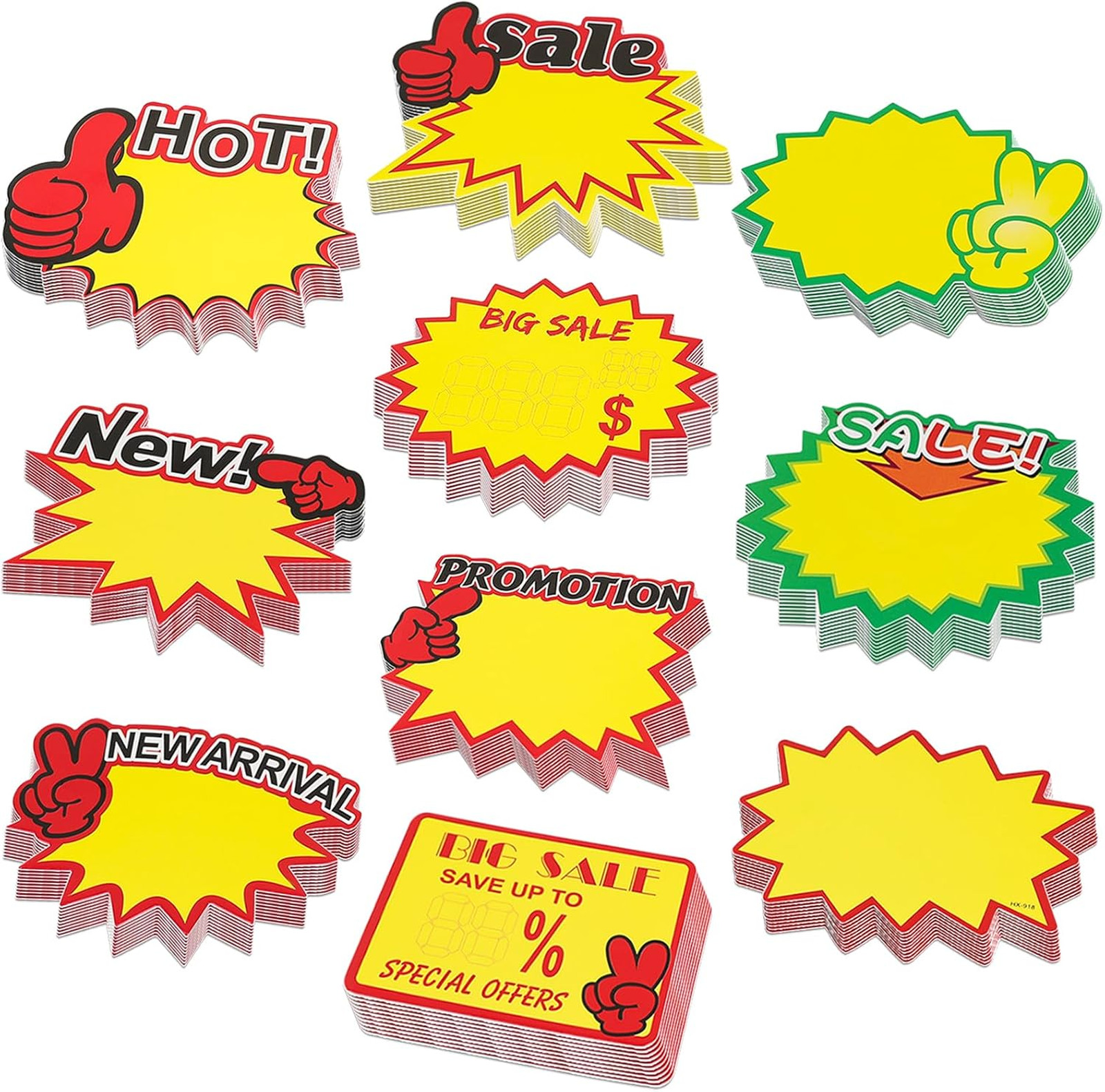 Starburst Sign for Retail Store Large 200pcs Yellow Promotional Signage Display