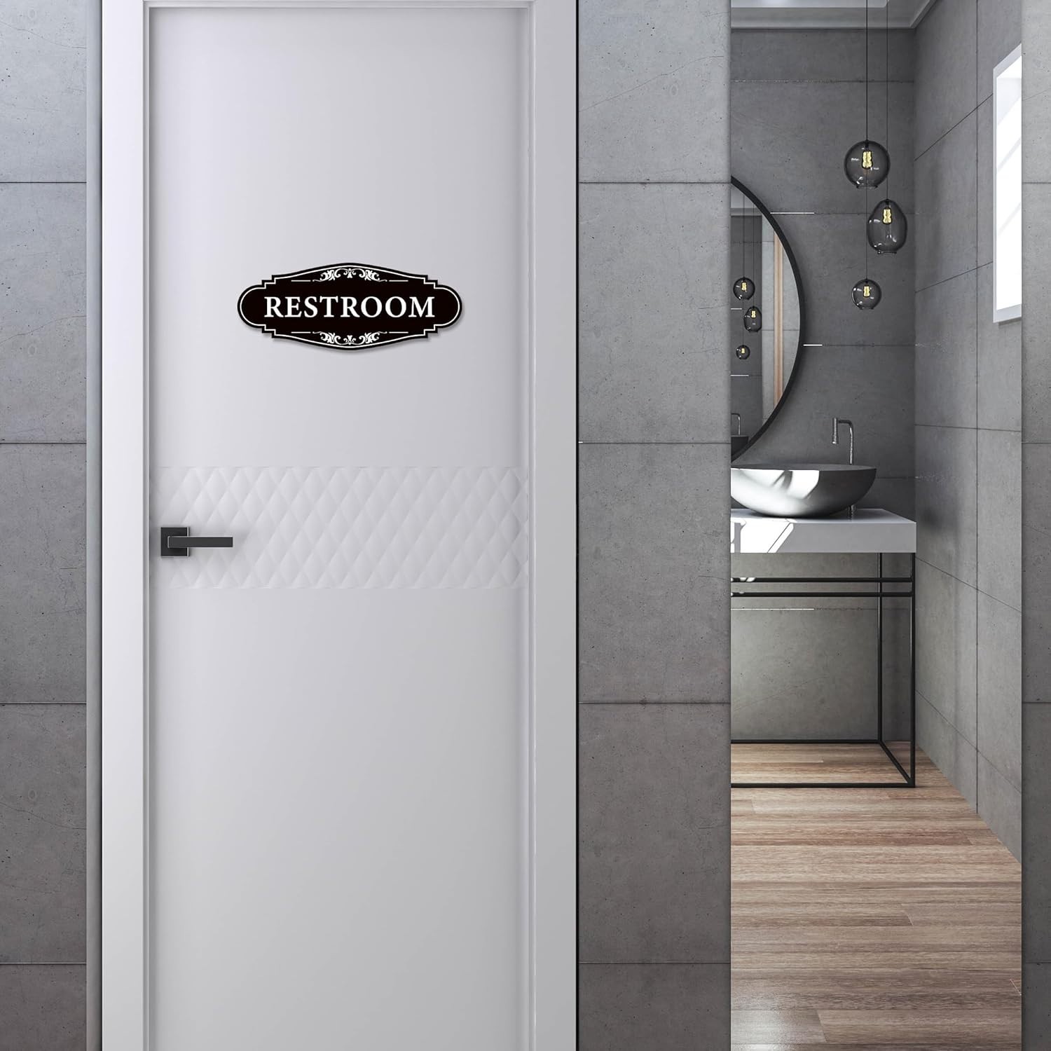 Matte Finish Unisex Restroom Sign Sticker – 9In Vinyl for Business & Home Use
