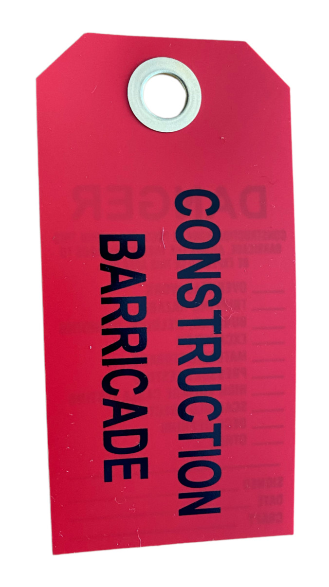100 Red DANGER Construction Barricade Warning Signs Hang Tags – 3″ x 6″ each