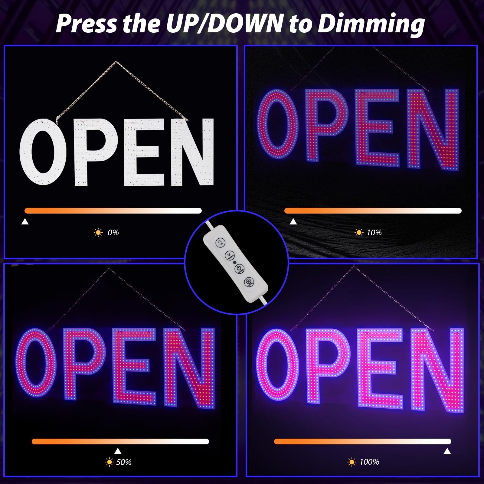 Open Sign for Business, 40″x14″ Dimmable Large LED Open Signs with Hanging In…