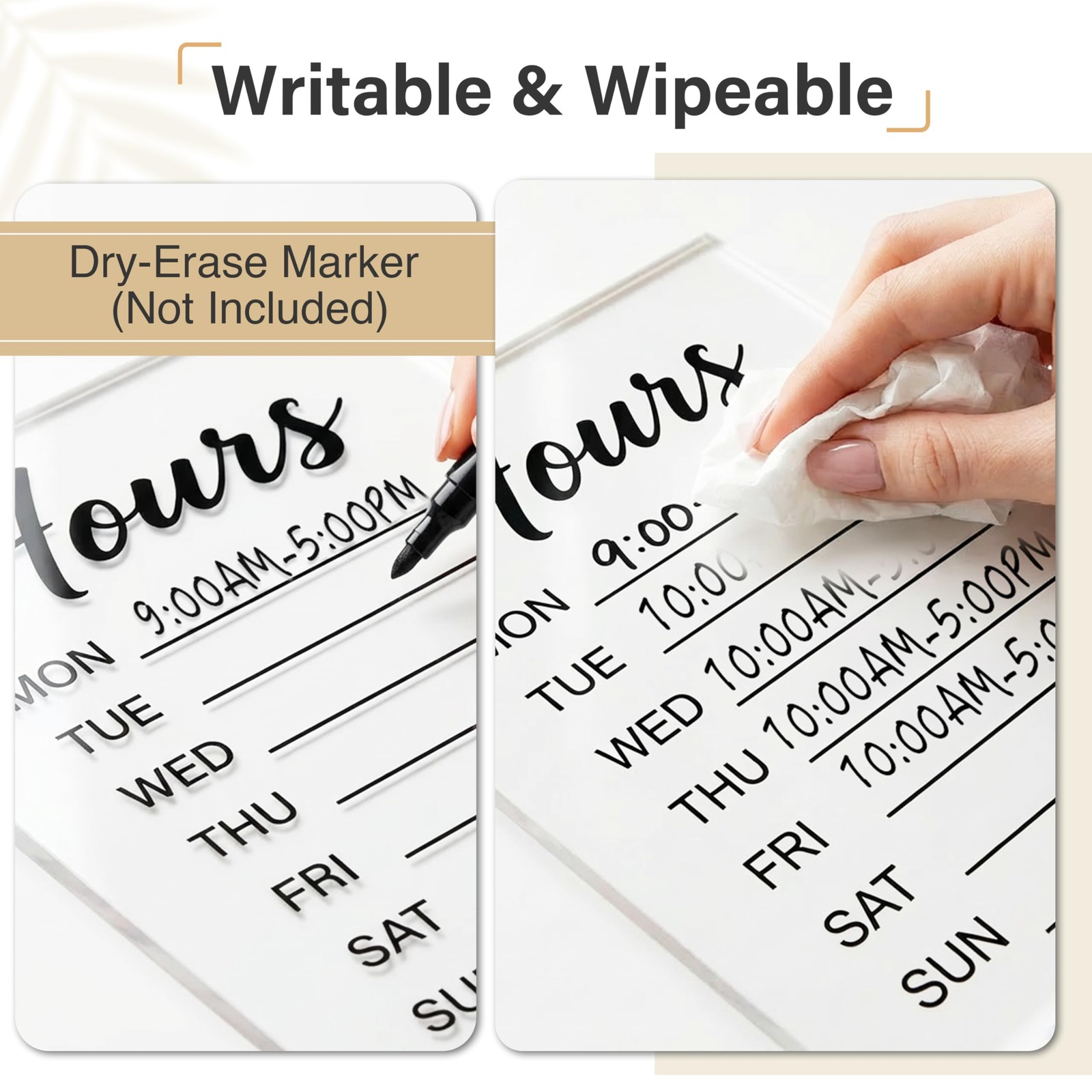 EliteSign Business Hours Sign Customizable, Dry Erase Store Hours Sign with R…