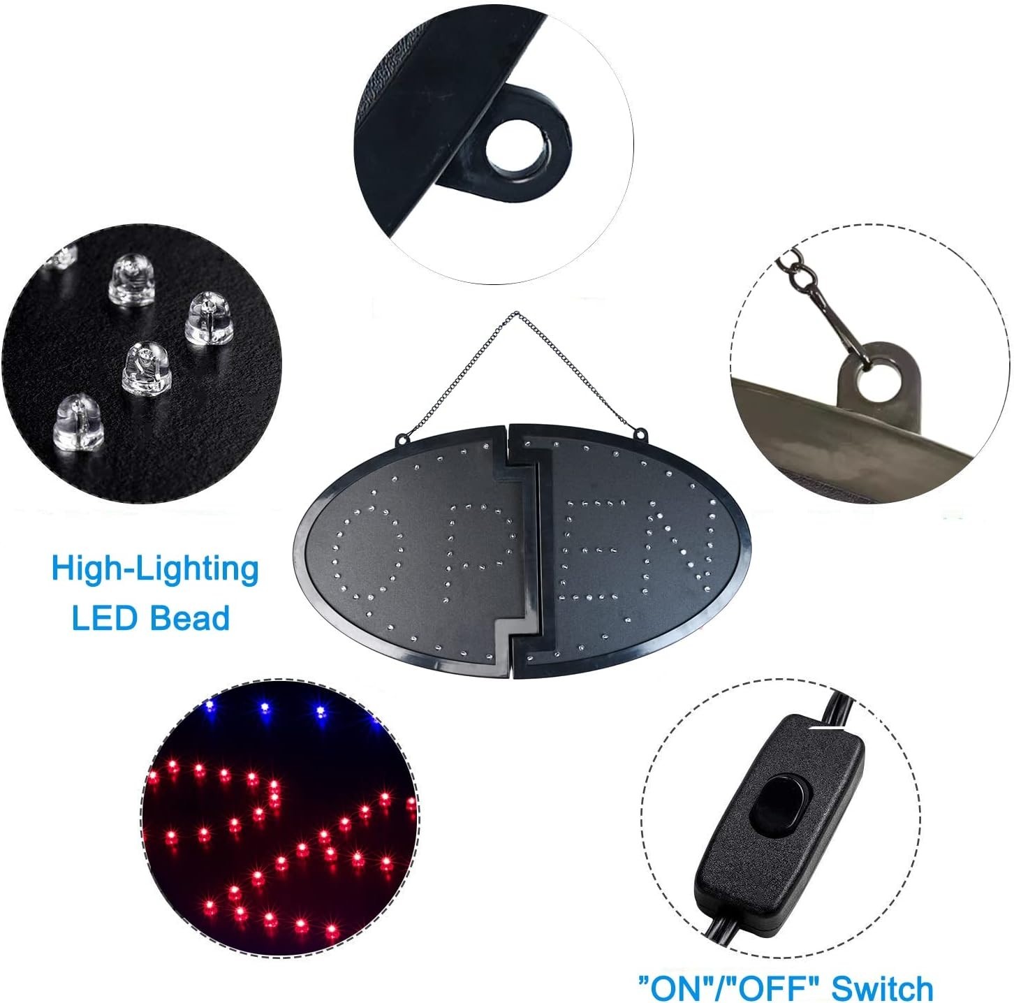 LED Advertisement Board 19″x10″ – Open Sign for Bars & Shops with 2 Modes