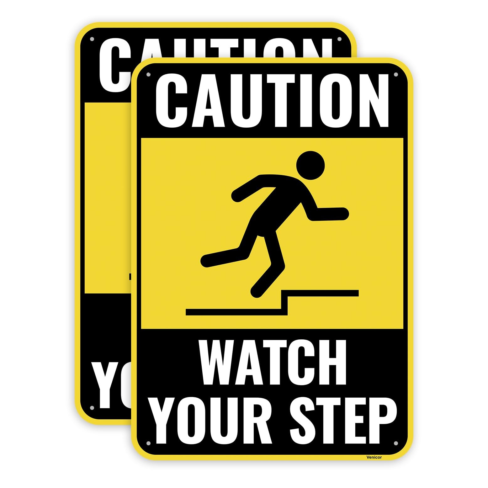 2PC Watch Your Step Sign, 10 x 7 Inches – Aluminum – Caution Please Watch You…
