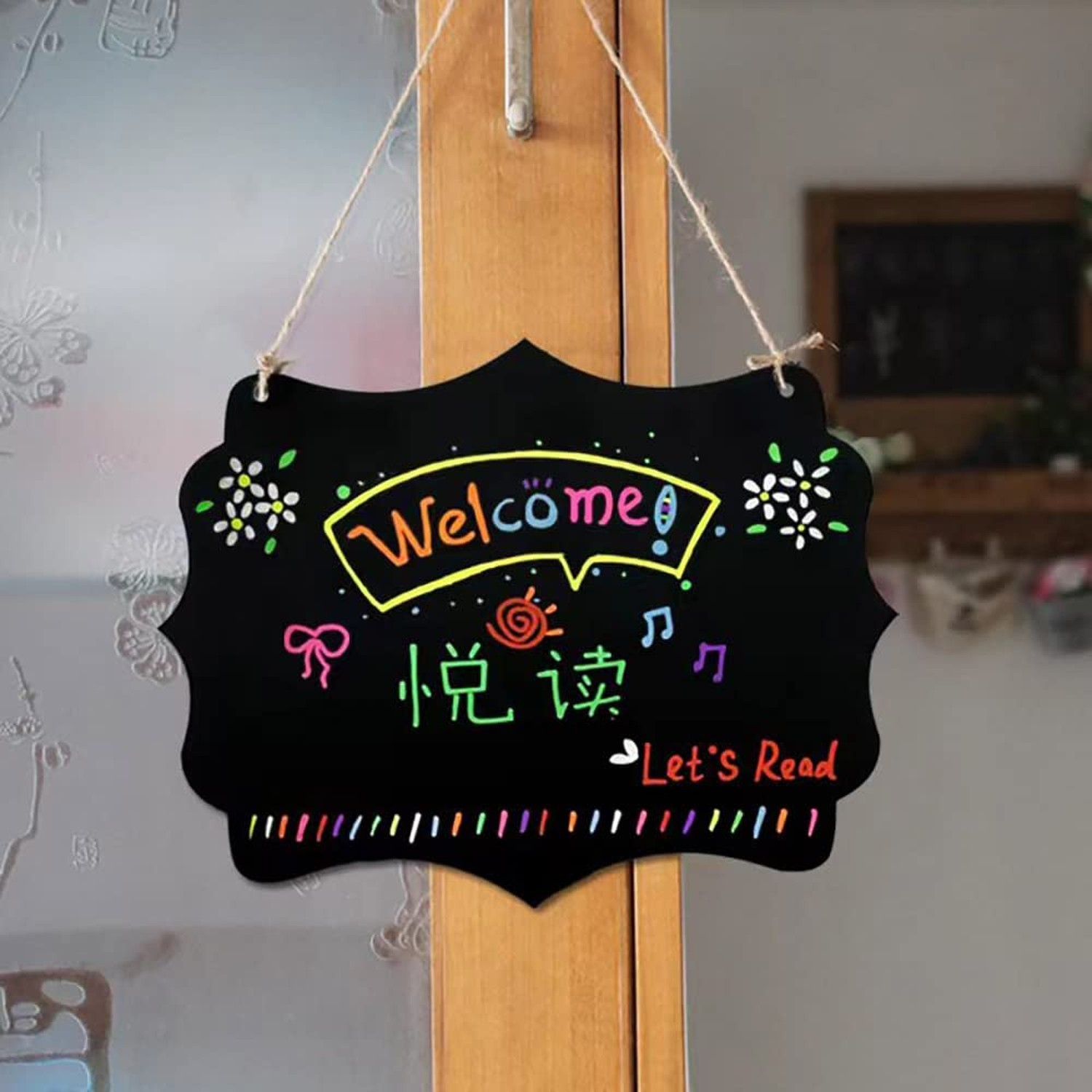 NEWNEWSHOW 8.7×12 Inch Erasable Message Board Sign with Hanging String, Store…