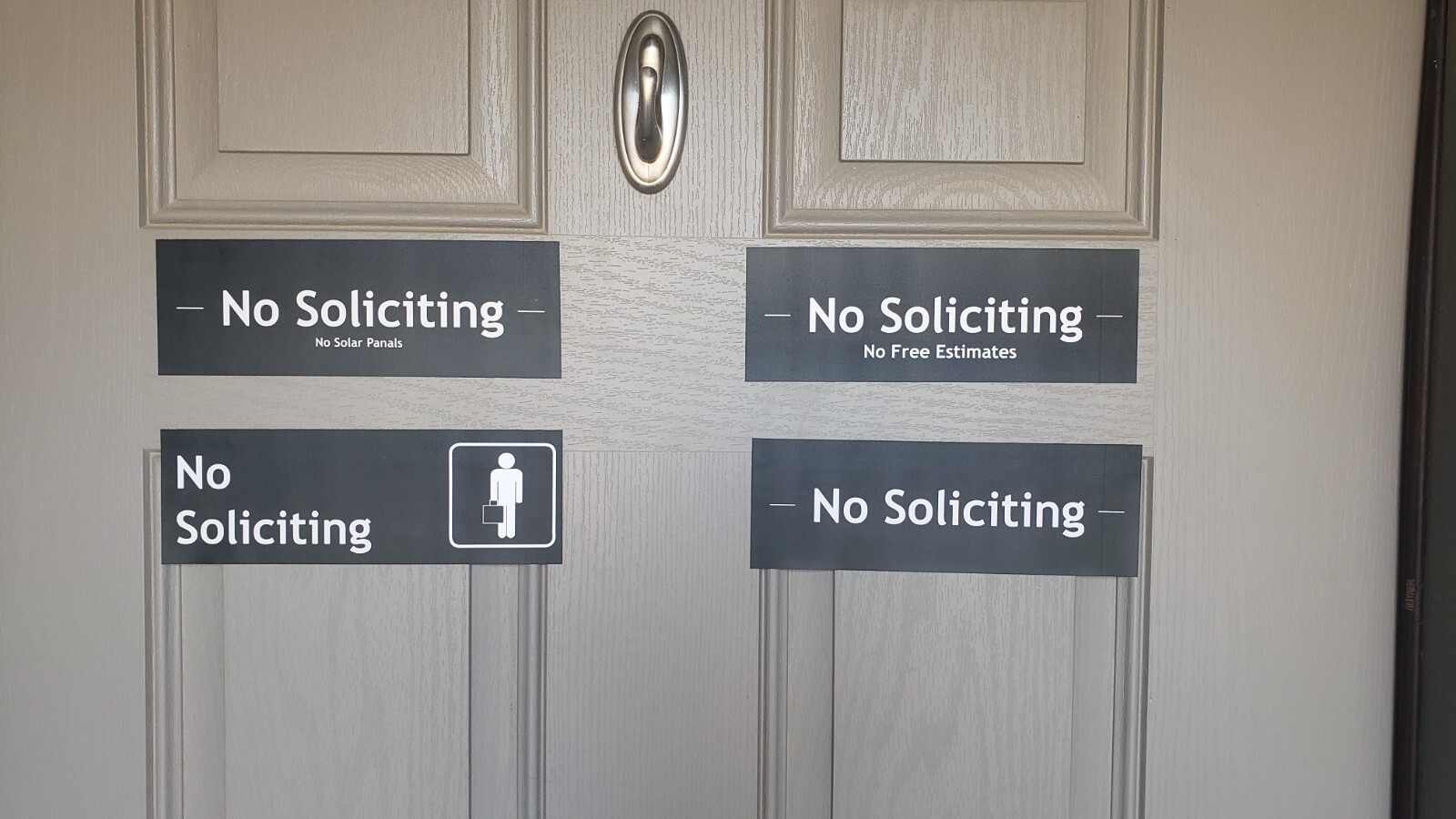 NO SOLICITING Sticker Sign Vinyl 9×3 inch MADE IN USA *choose one* Door Window