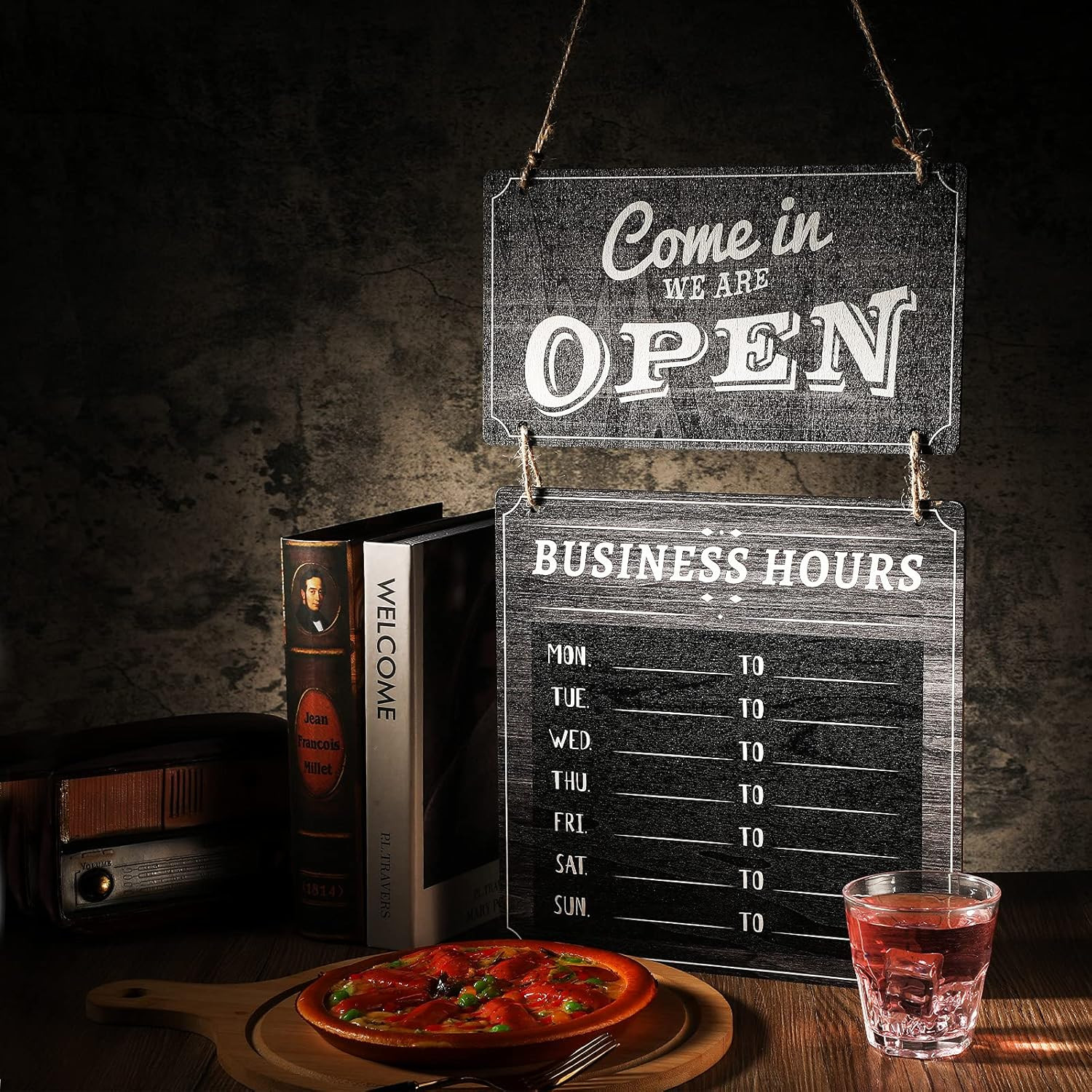 Business Hours Sign Store Hours Sign Hanging Open and Closed Signal Double Sided