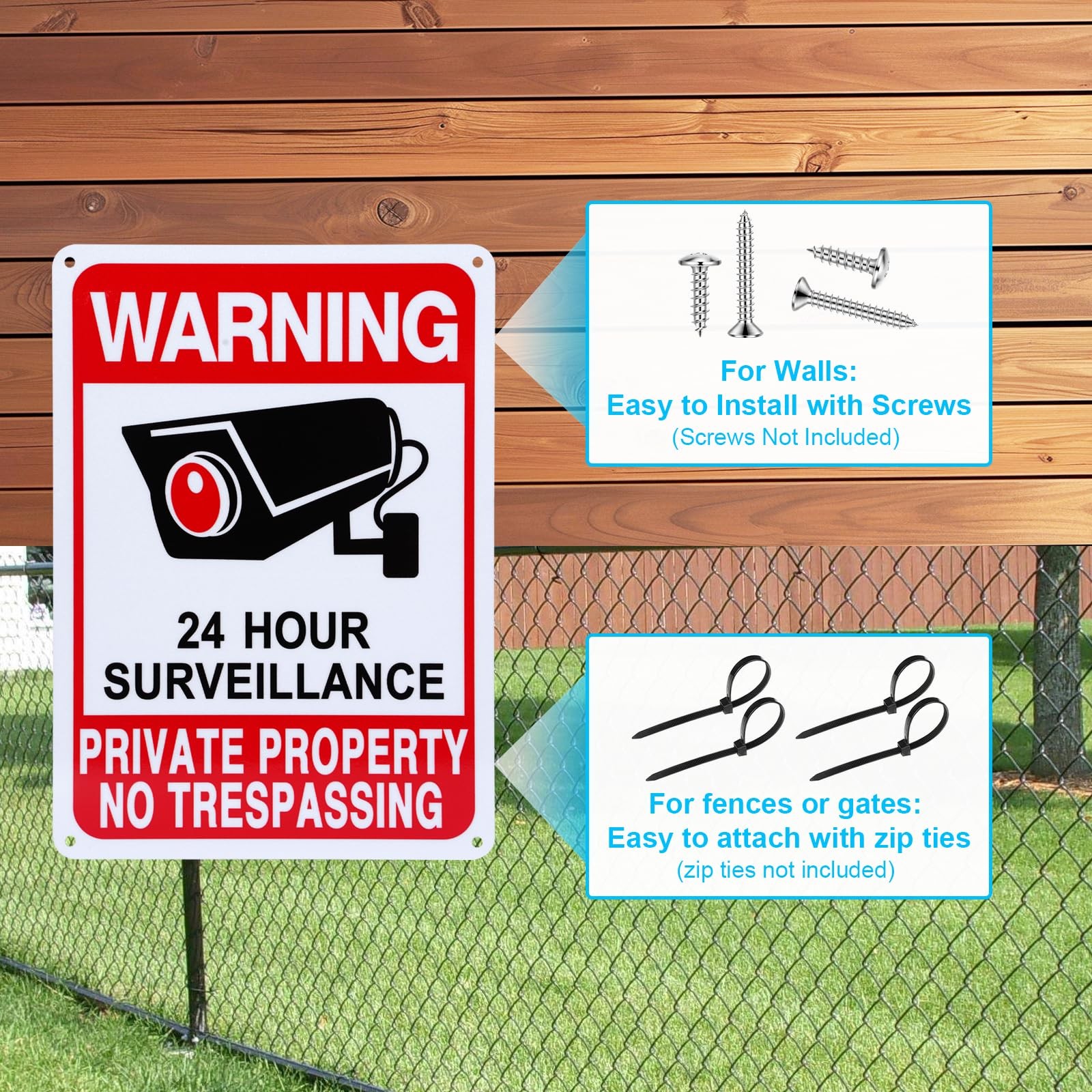 2-Pack Video Surveillance Sign – Security Camera Warning Sign for Home&Outdoor