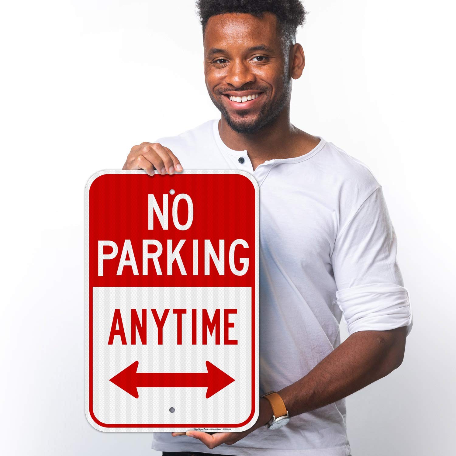 No Parking Anytime Sign, with Arrows 12×18 Inches, 3M EGP Reflective .063 Alu…
