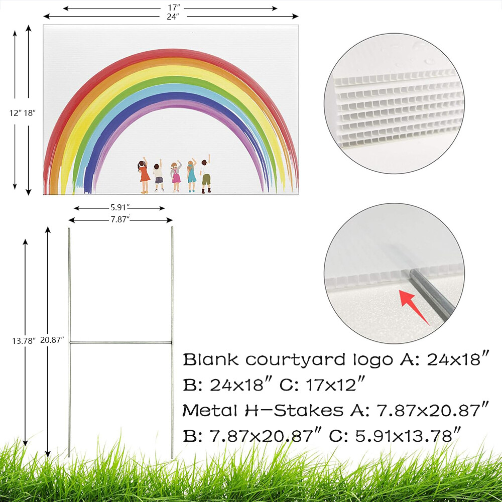 18×24 17×12 Yard Signs Personalized Blank Corrugated Lawn Sign Large With Stakes