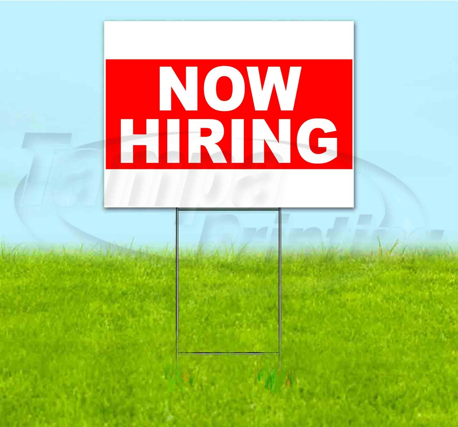 NOW HIRING 18×24 Yard Sign WITH STAKE Corrugated Bandit USA BUSINESS EMPLOYING