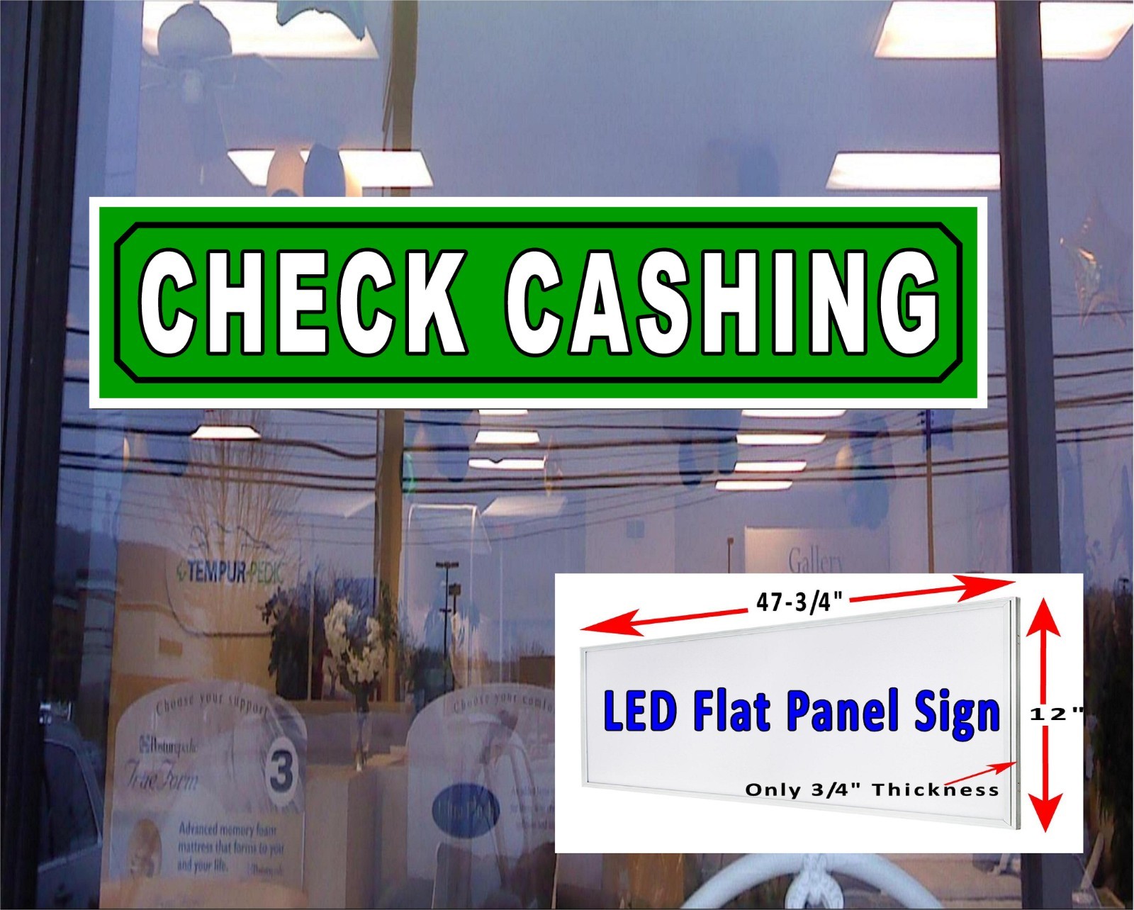 Check Cashing Service Led Panel window sign