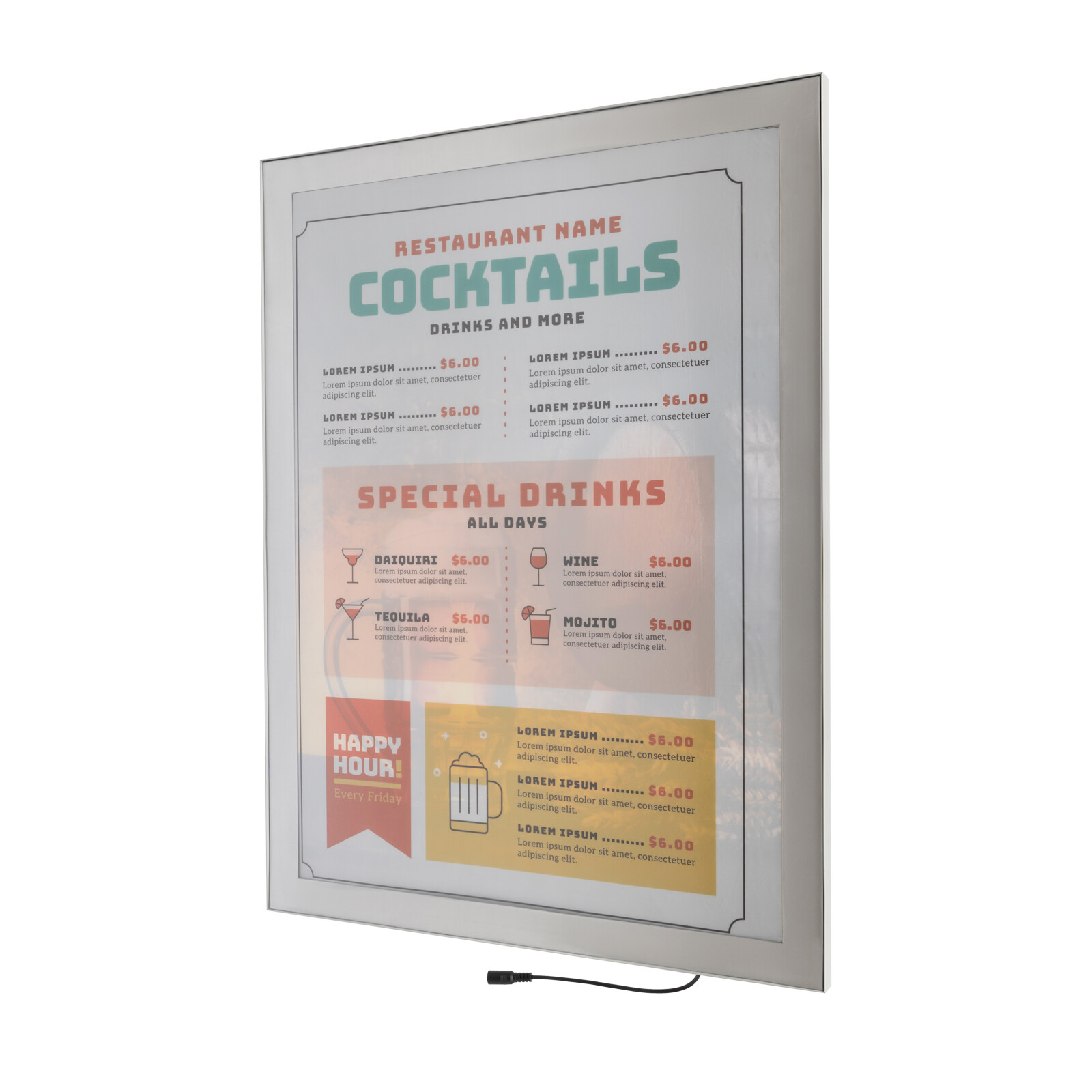Movie Poster Frame LED Light Box Wall Mounted Menu Photo Sign Display Holder