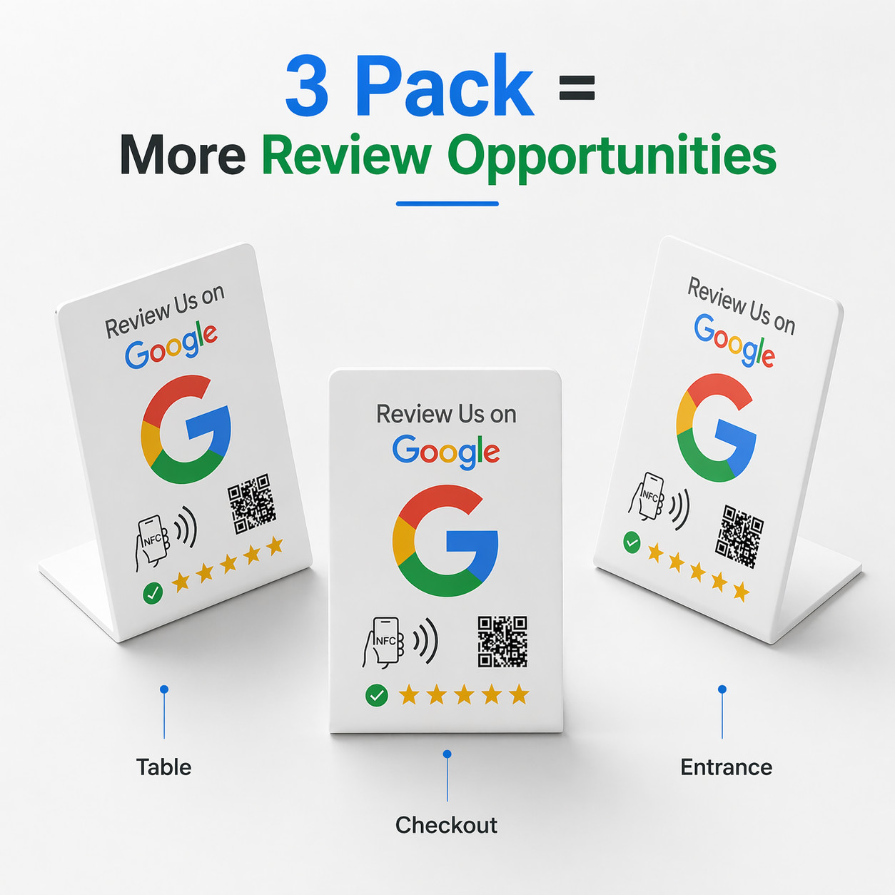 TAPro Google Review Stands -Tap Feedback Booster Product ( 3-Pack- White)