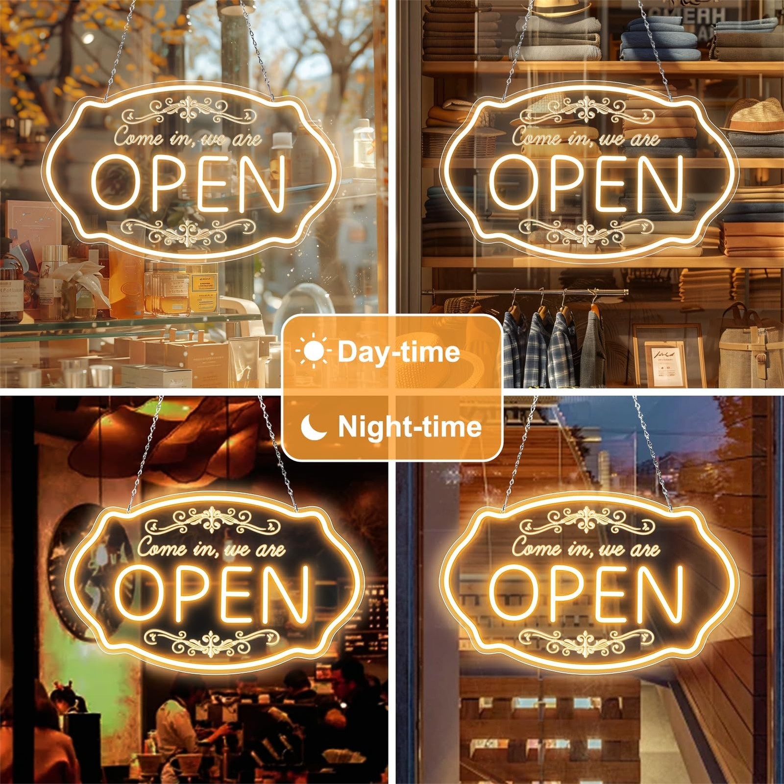 Open Sign for Business, 16.5 x 10 Inch Come In We’re Open LED Neon Sign, Adju…