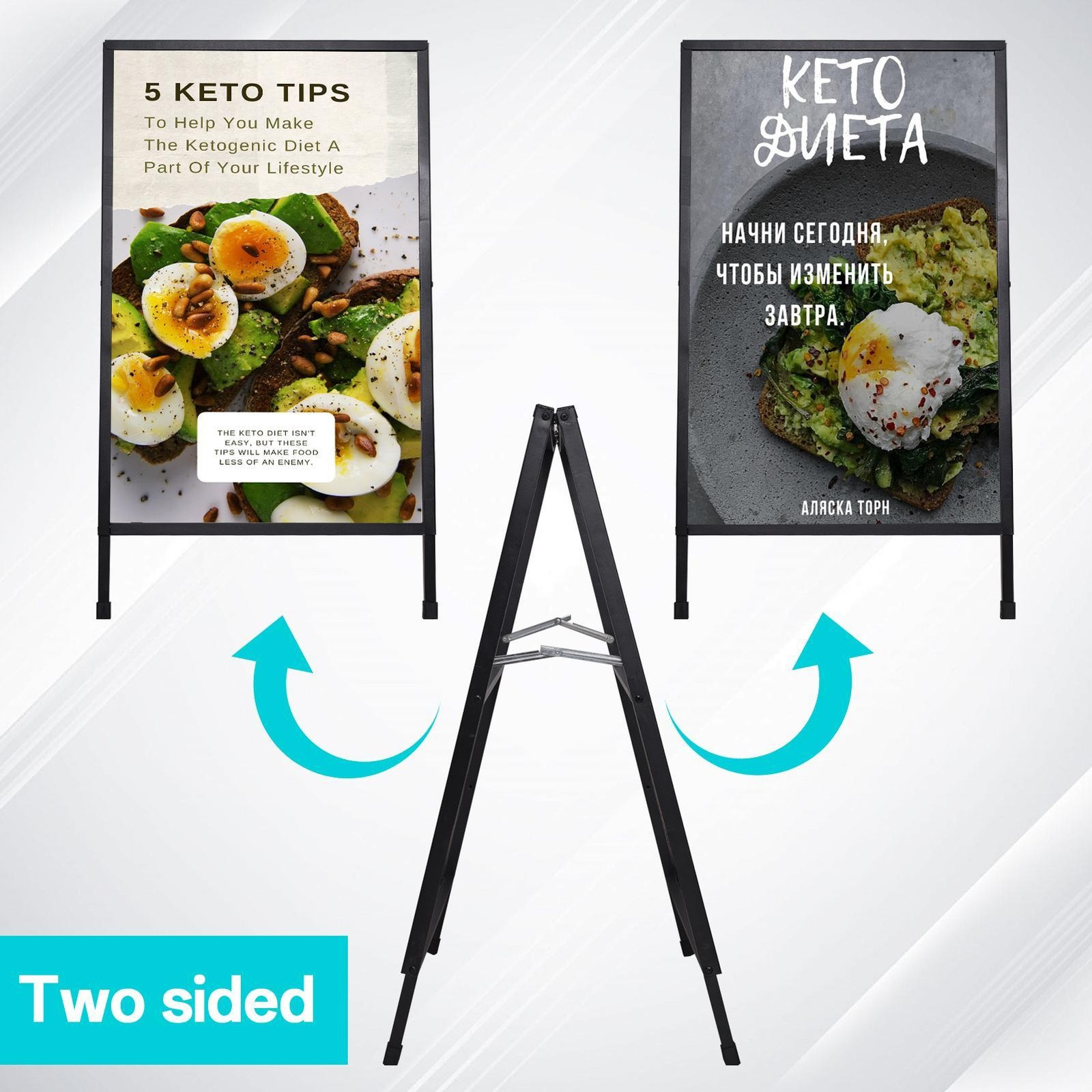 2pcs A-Frame Sidewalk Sign 24×36 in, Portable Double-Sided Sandwich Board