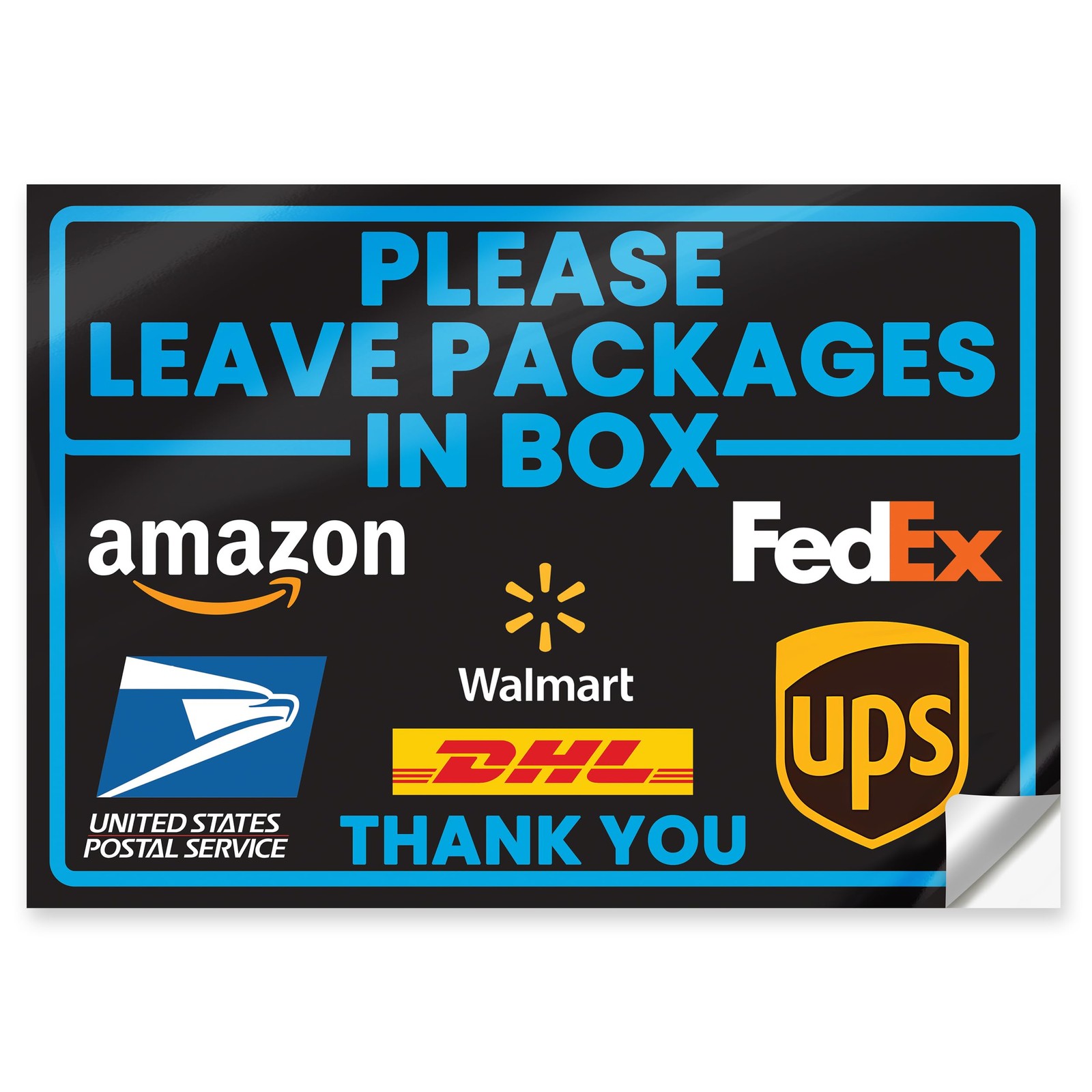 Leave Packages in Box Sticker, 10 X 7 Inch Reflective Package Delivery Sign with