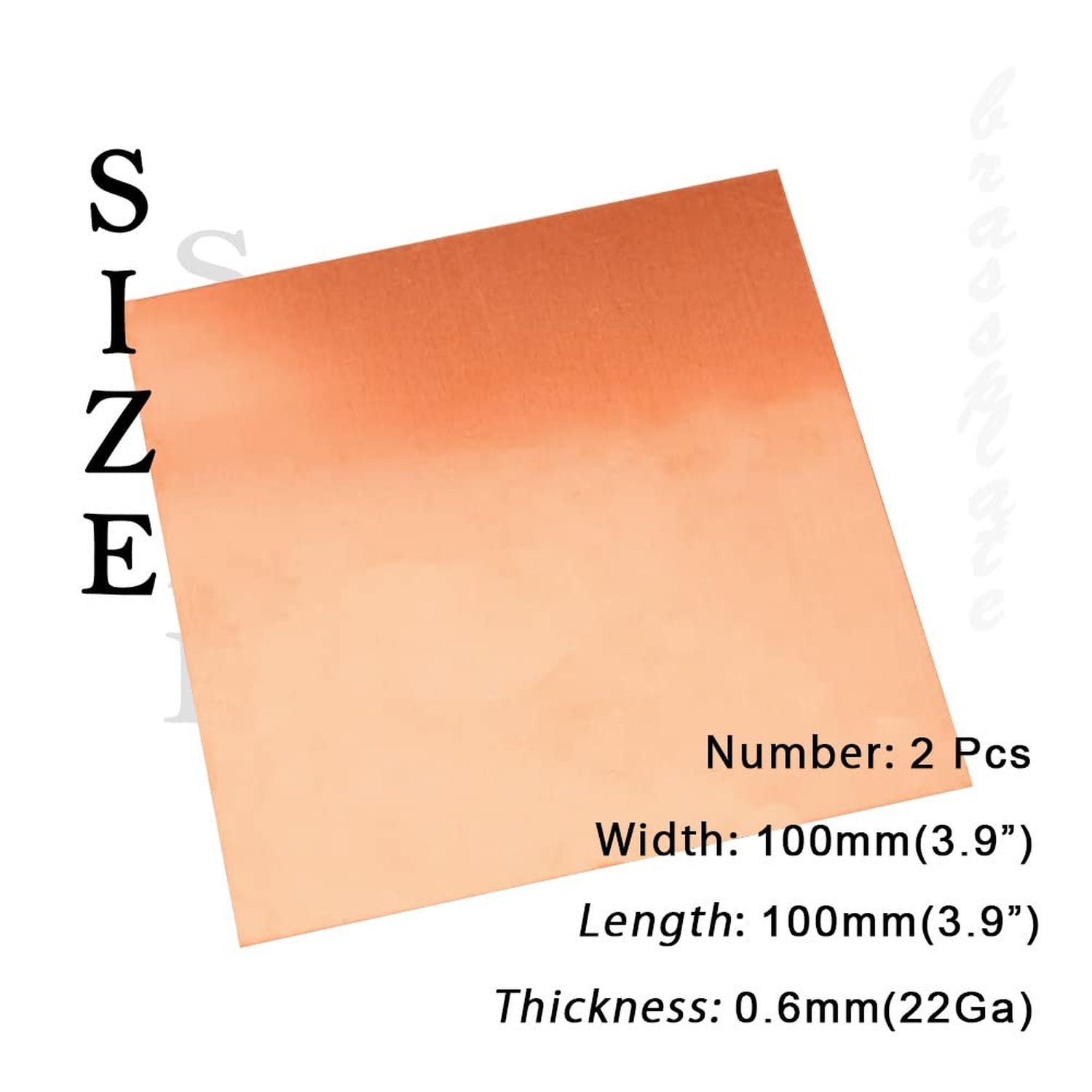 22 Gauge 99.9% Pure Copper Sheet, 2 Pcs (0.02″ x 3.9″ x 3.9″) Copper Plates B…